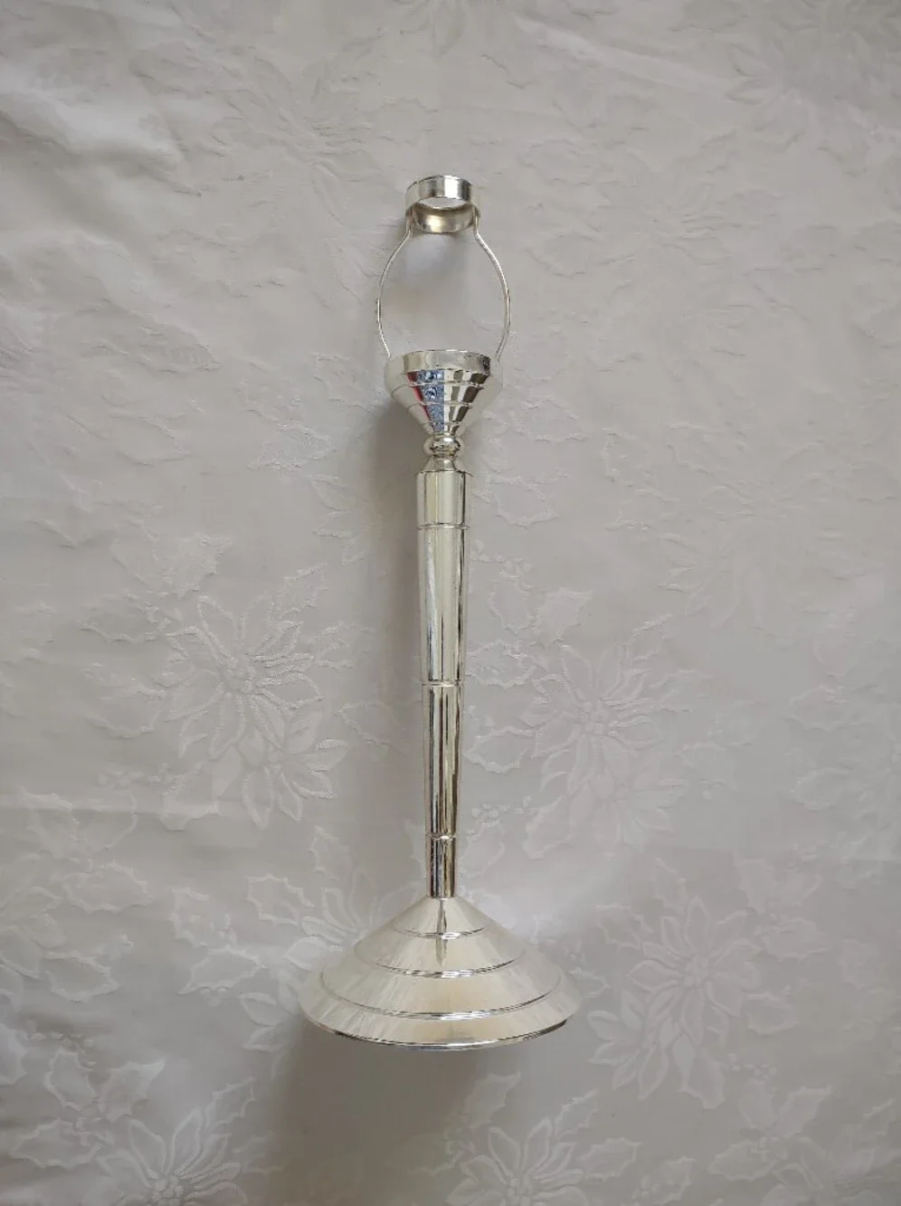 Vintage Partylite Frosted Tealight Tall Silver Metallic Lamp